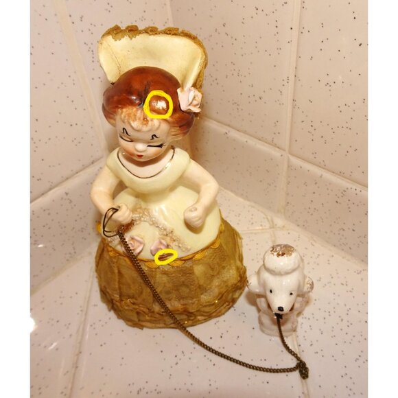 Vintage Ceramic Women & Poodle Figurine Southern Belle antique lady walking dog - Picture 11 of 11